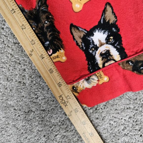 Nick & Nora Pajama Top Womens Medium Red Milk Bone AOP Dogs Button Up Flannel - Picture 12 of 15